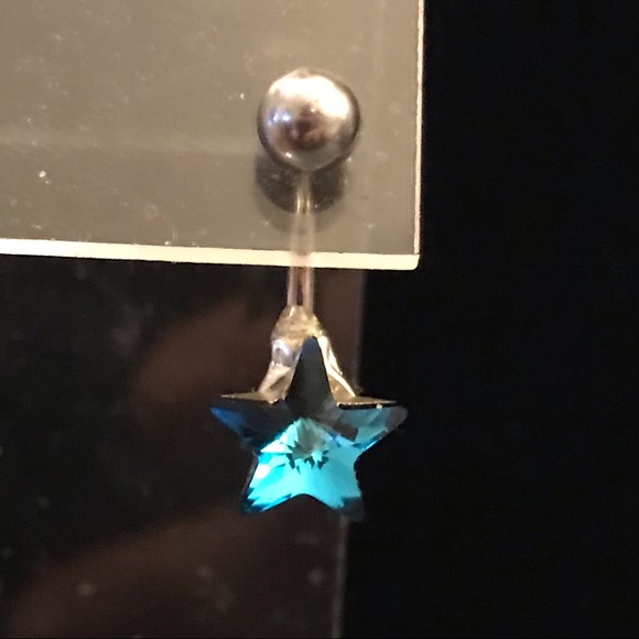 IRIDESCENT STAR BELLY RING *NAVEL PIERCING BARBELL *NWOT *SURGICAL STEEL - Picture 2 of 6